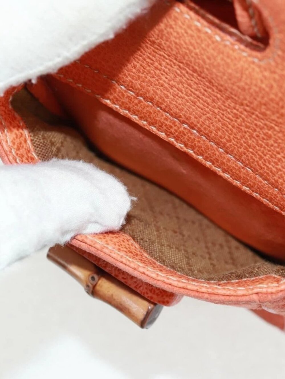 GUCCI Bamboo Backpack Suede Orange Gold 003 58 0030 Auth 159296 - Picture 13 of 16